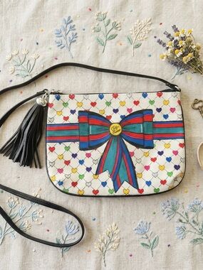Brighton Crossbody Bag with Multicolor Hearts & Bow